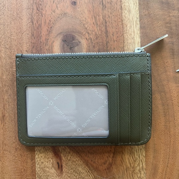 Michael Kors Sage Green Zip Card Holder - Picture 2 of 4